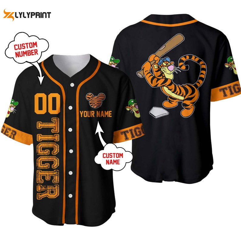 Personalized Tigger Winnie The Pooh Playing Baseball All Over Print Baseball Jersey - lylyprint.com