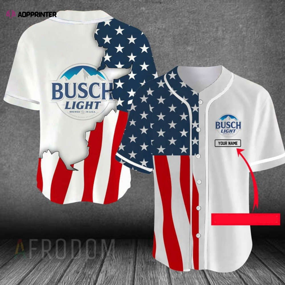 Personalized US Flag Busch Light Baseball Jersey - Aopprinter