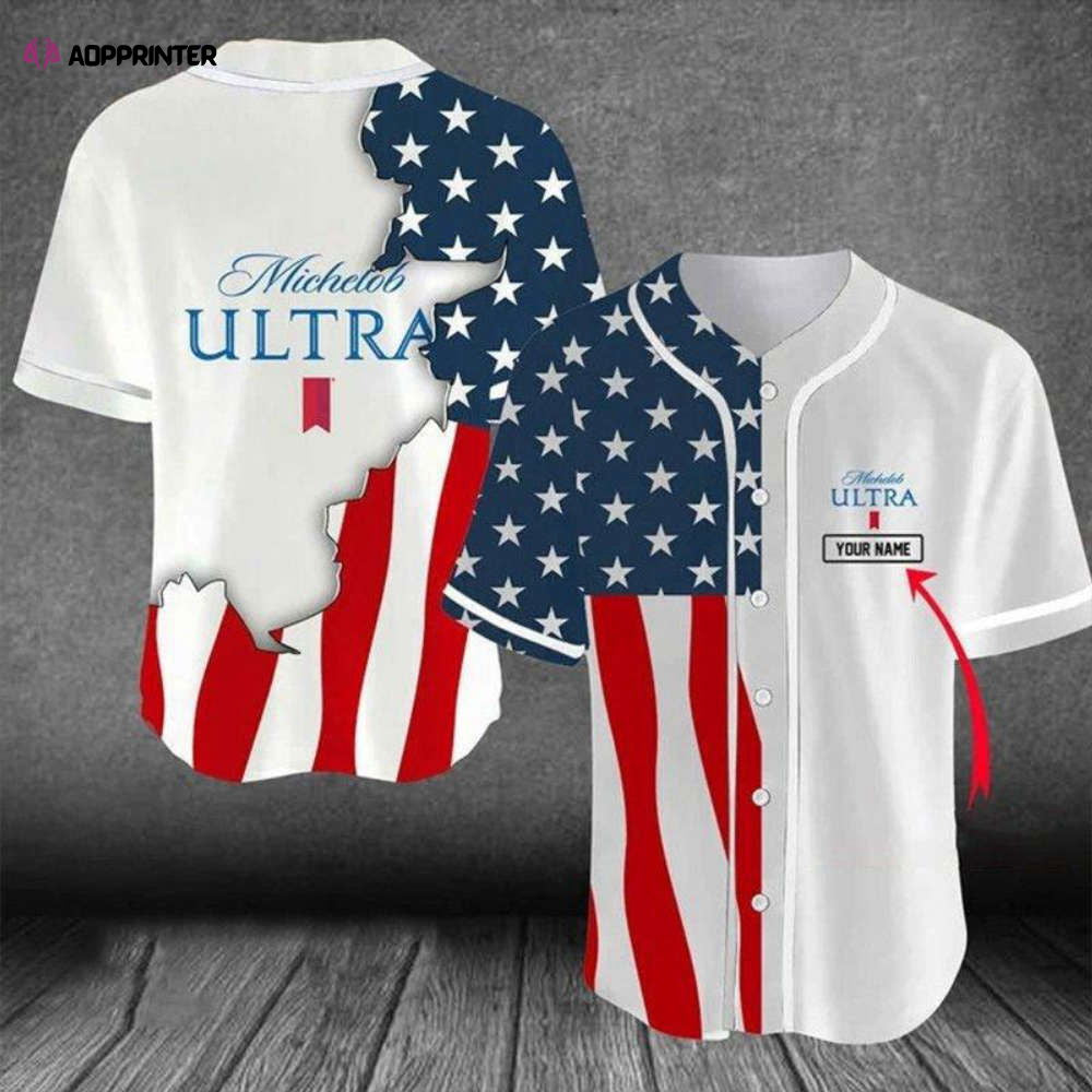 Customized US Flag Michelob Ultra Baseball Jersey: Personalized Patriotic Apparel - Aopprinter