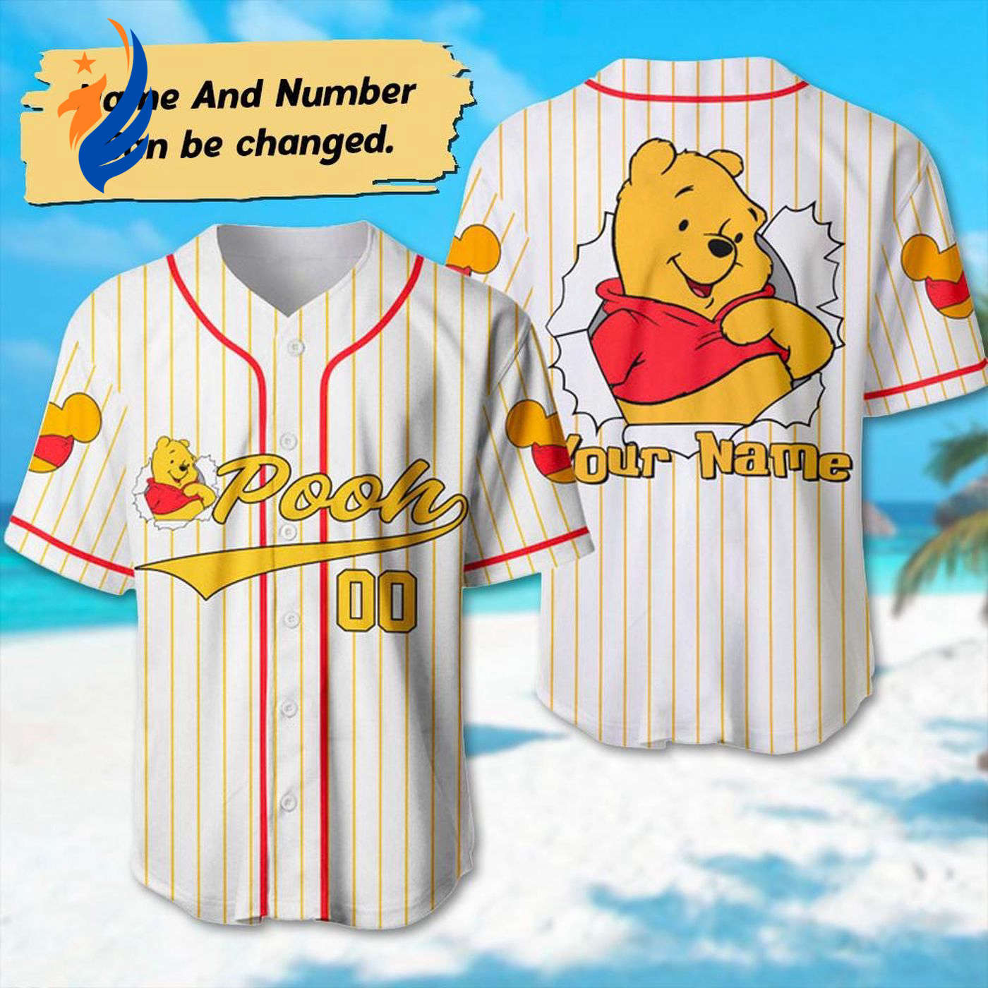 Custom Winnie the Pooh Baseball Jersey - Pooh Basketball Team Shirt Perfect Cartoon Family Trip Gift - Bafud