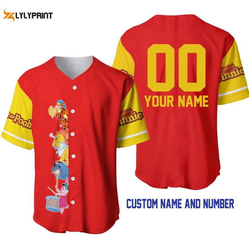 Personalized Winnie The Pooh Team All Over Print Baseball Jersey - lylyprint.com