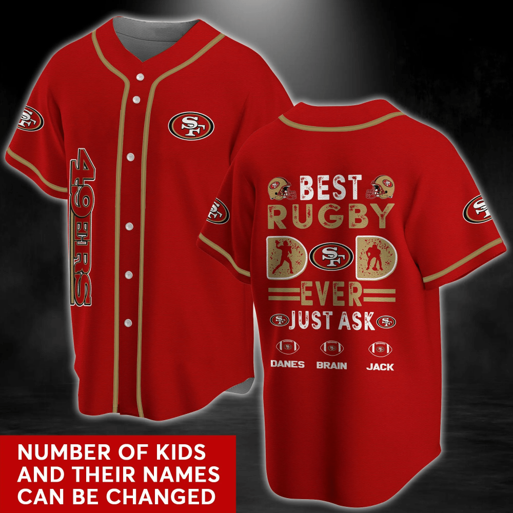 San Francisco 49ers Red Baseball Jersey Shirt with Personalized Name - Aopprinter