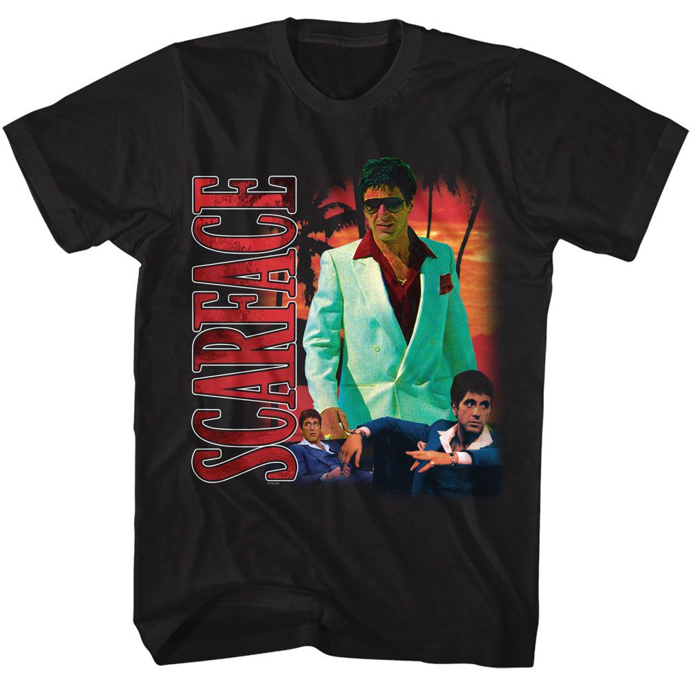 Scarface - Collage With Palm Tree BG Boyfriend Tee