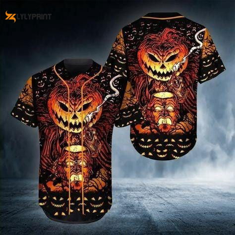 Scary Pumpkin Halloween All Over Print Unisex Baseball Jersey - lylyprint.com