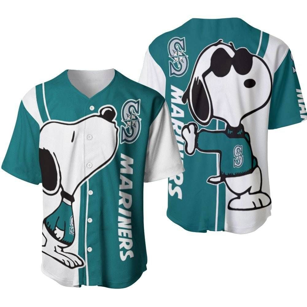 Seattle Mariners snoopy lover Printed Baseball Jersey Gift for Men Dad - Gift for Women Men - Bafud
