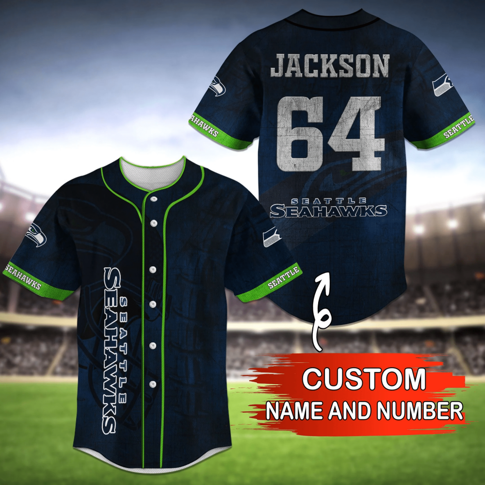 Seattle Seahawks Fan Apparel with Personalized Name Baseball Jersey Shirt - Aopprinter