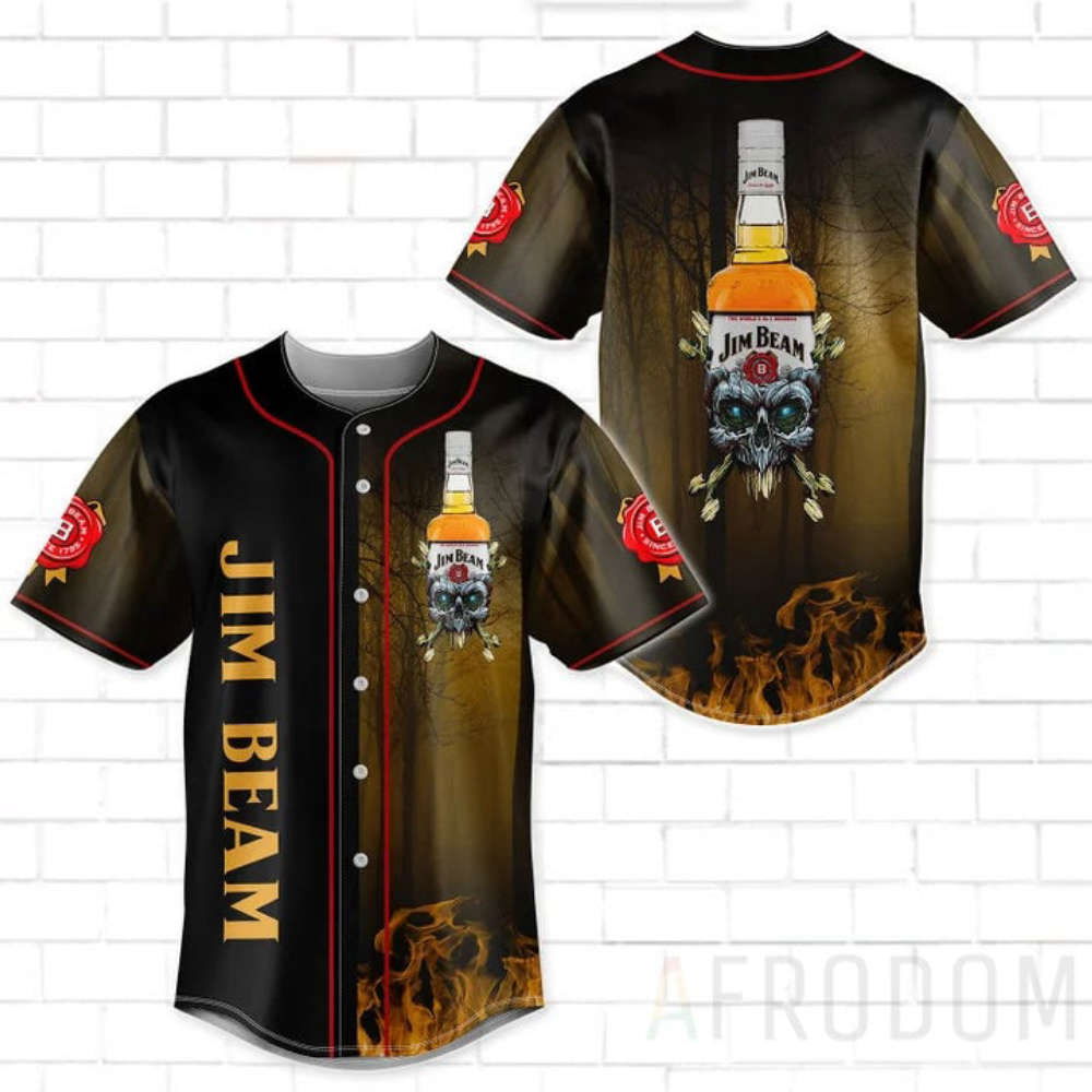 Skull With Jim Beam Baseball Jersey - Aopprinter