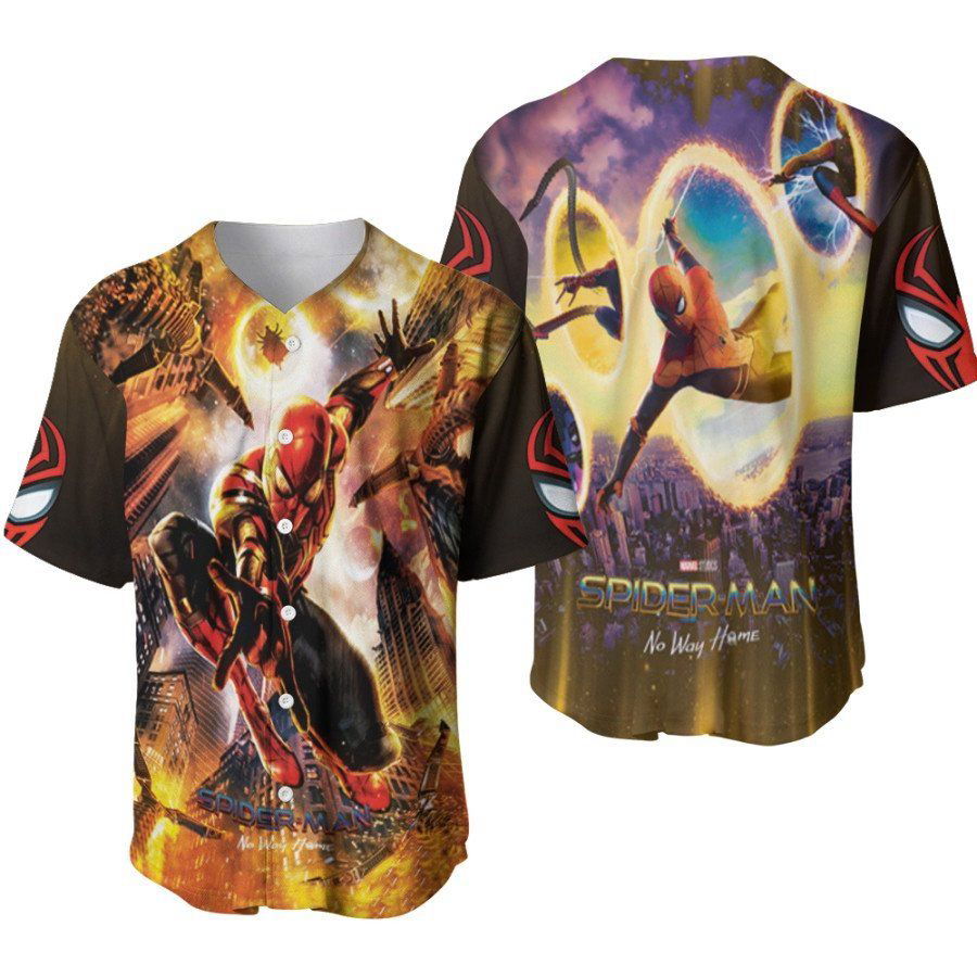 Spider Man No Way Home Three Spider Men Colabs Through Time Portal Designed Allover Gift For Spider Man Fans Baseball Jersey Gifts for Fans - lylyprint.com