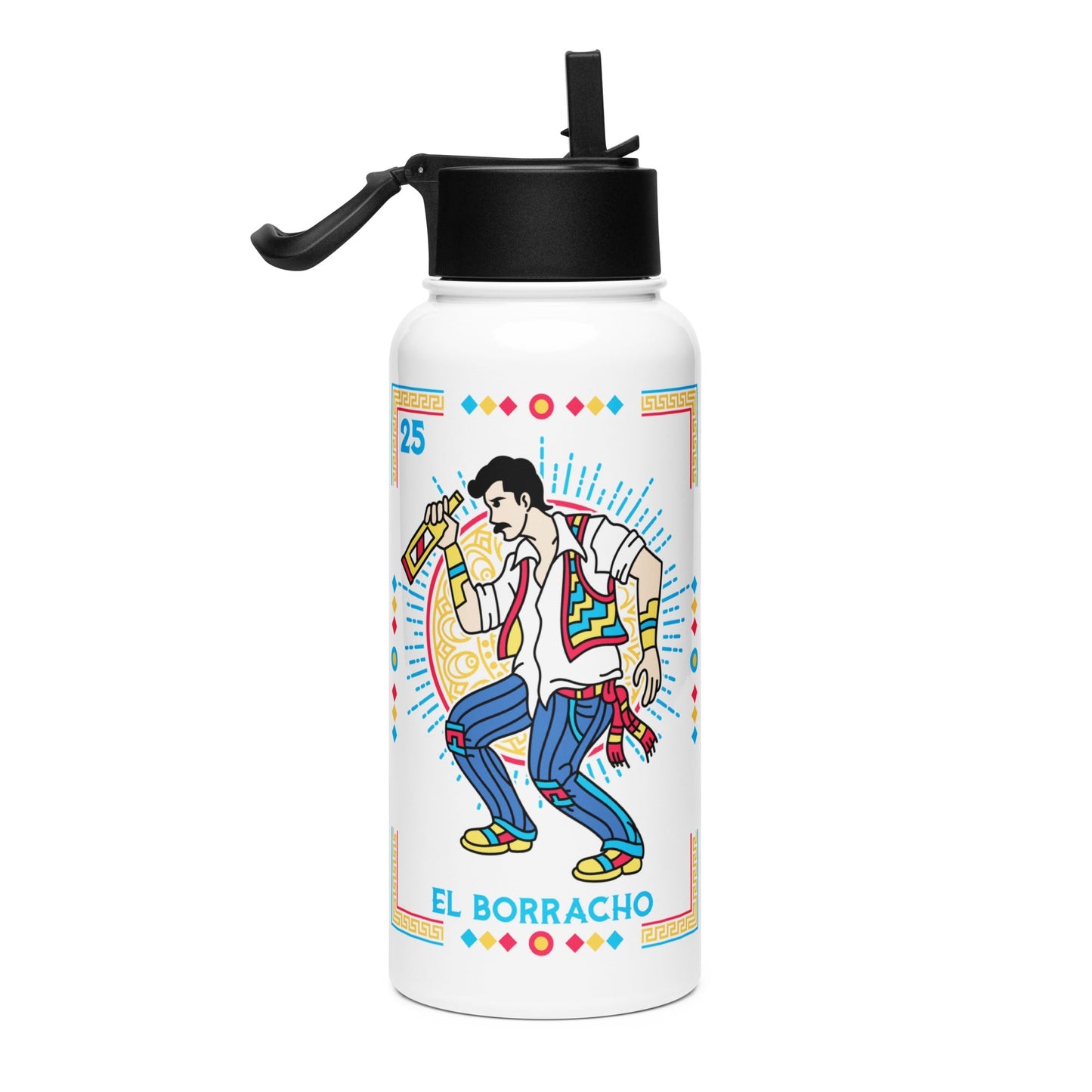 El Borracho Mexican Loteria Stainless Steel Bottle 32oz