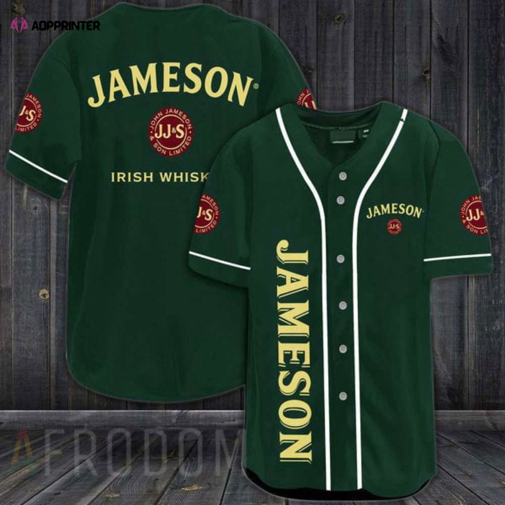 Stylish Green Jameson Whiskey Baseball Jersey - Perfect Blend of Whiskey & Sport - Aopprinter