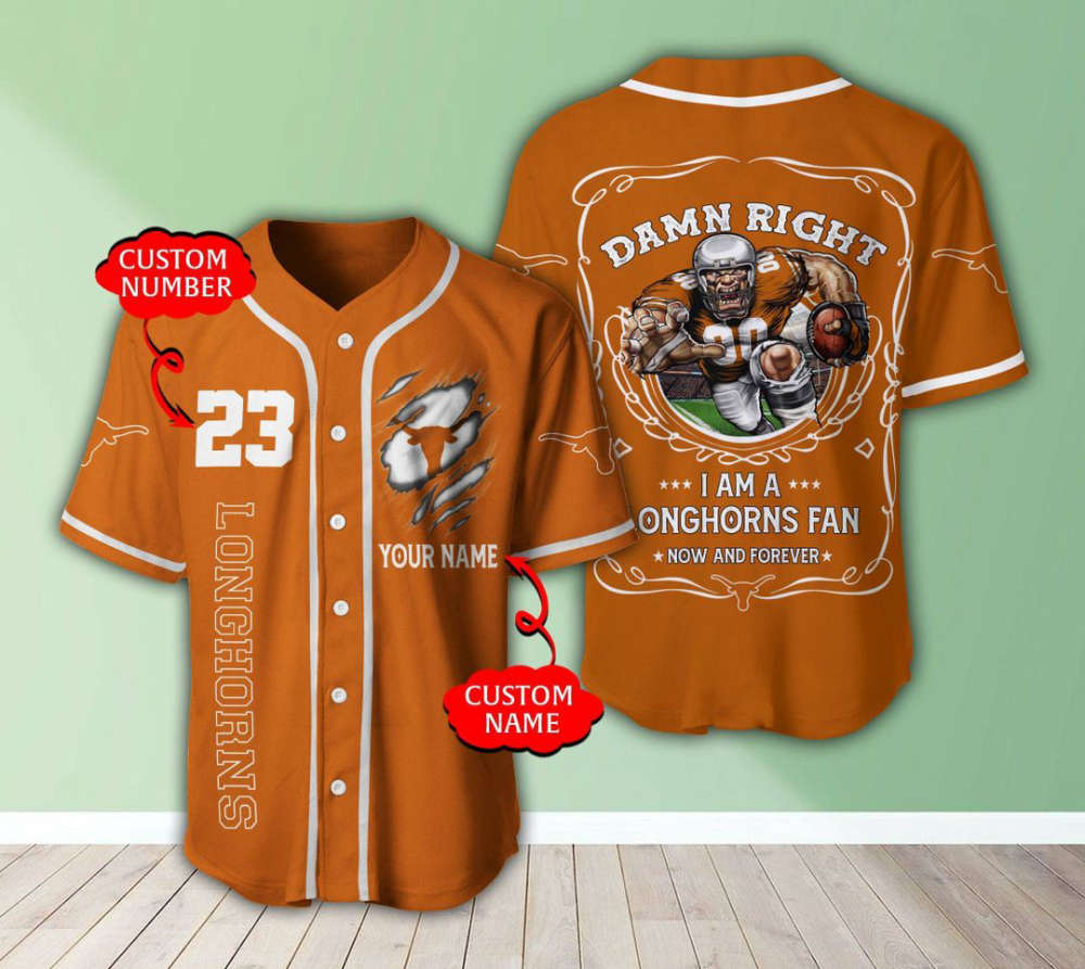 Texas Longhorns Personalized Baseball Jersey Fan Gifts - lylyprint.com