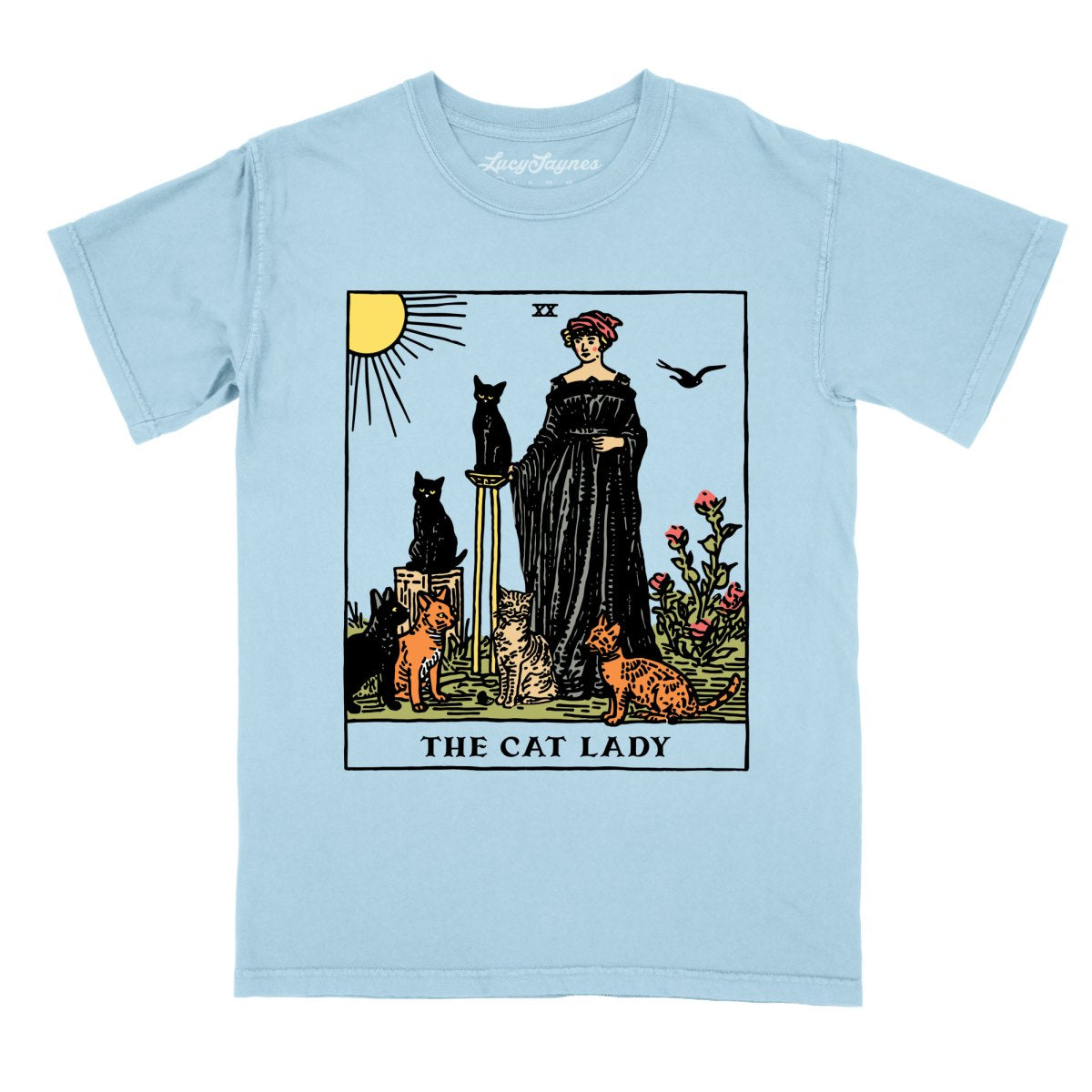 The Cat Lady Tarot Card Comfort Colors Tee