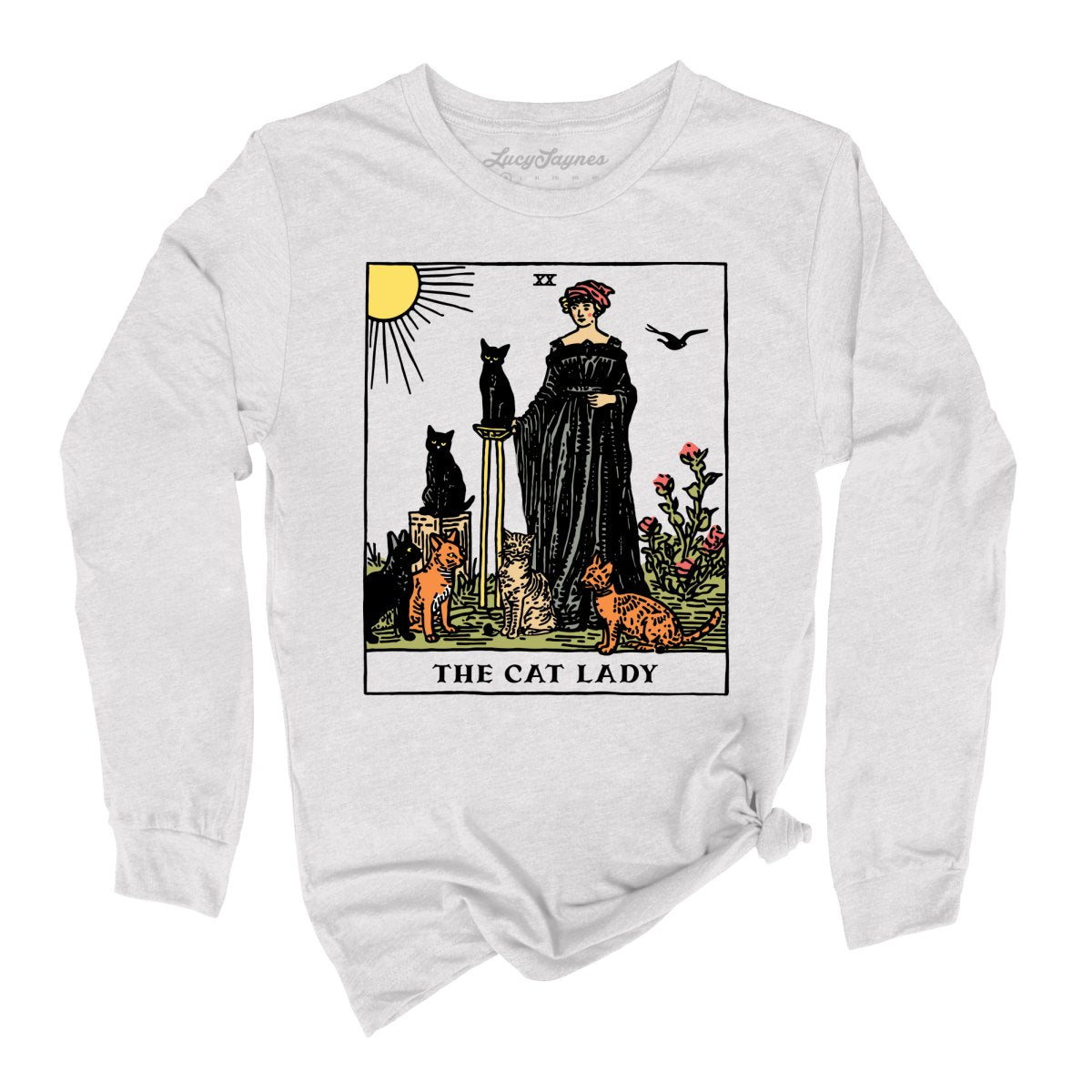 The Cat Lady Tarot Card Long Sleeve Tee