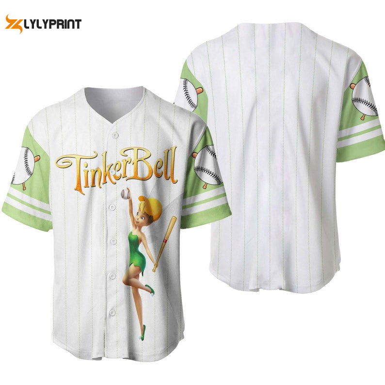 Tinker Bell All Over Print Pinstripe Baseball Jersey - lylyprint.com