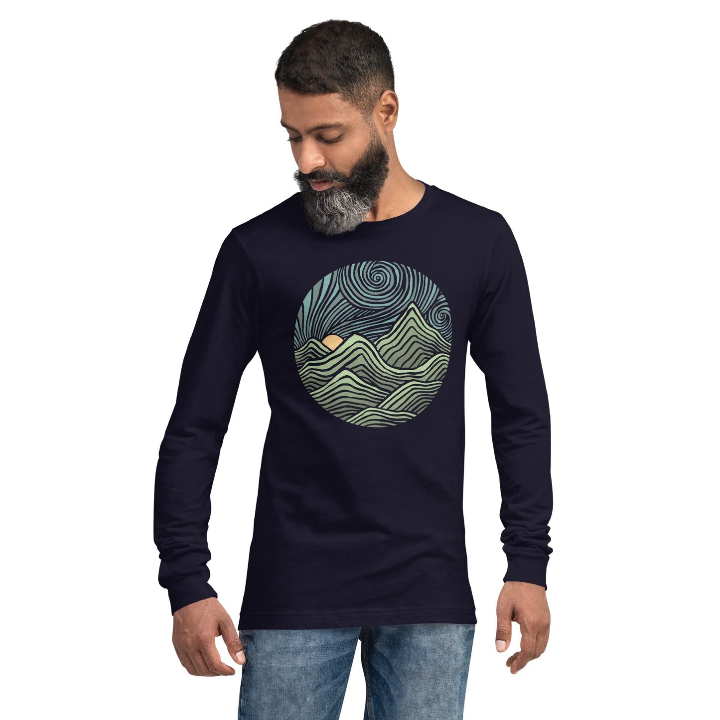Swirly Mountains Long Sleeve T-Shirt | Design by Dylan Fant