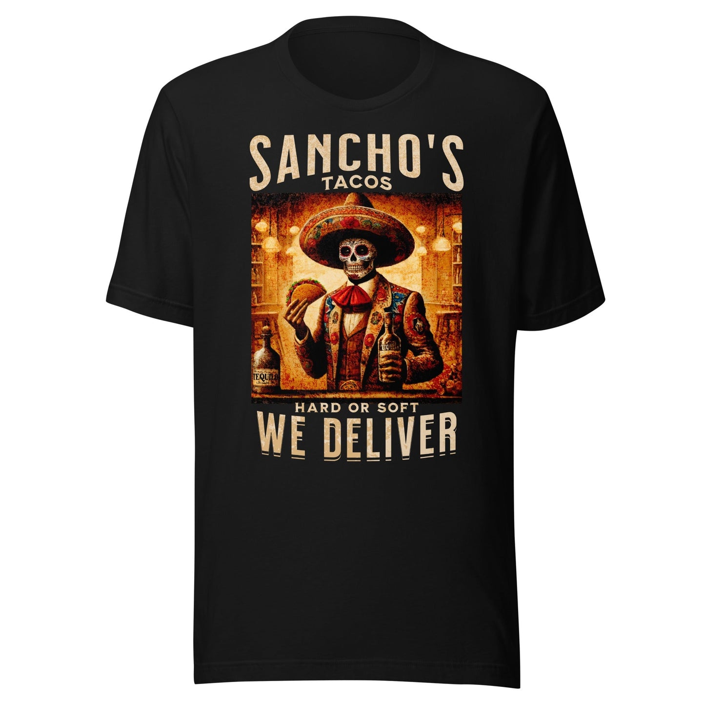 Sancho's Hard Or Soft We Deliver T-Shirt for Latinos