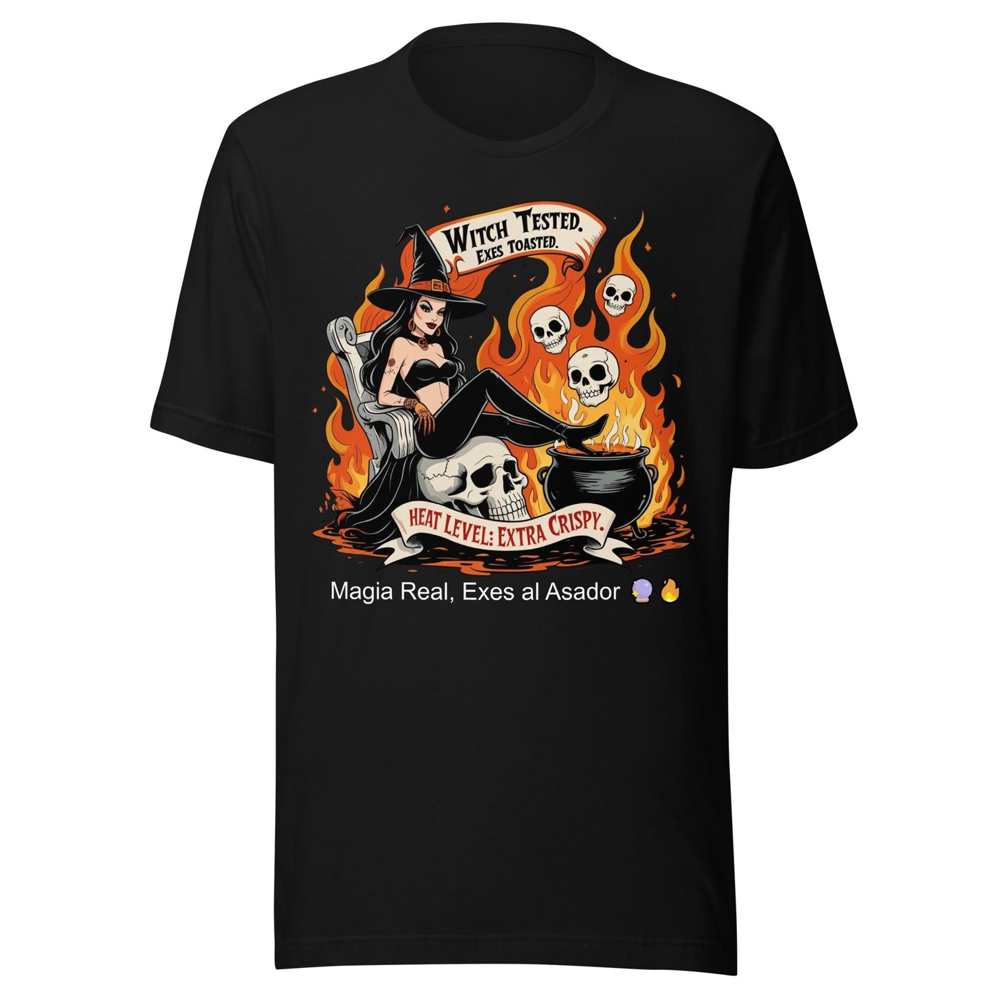 Witch Tested, Exes Toasted T-Shirt - Magia Real, Exes al Asador