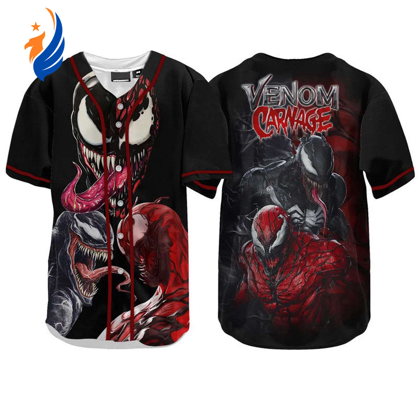 Get Your Venom Carnage Black and Red Baseball Jersey - Stylish Durable and Comfortable! - Bafud