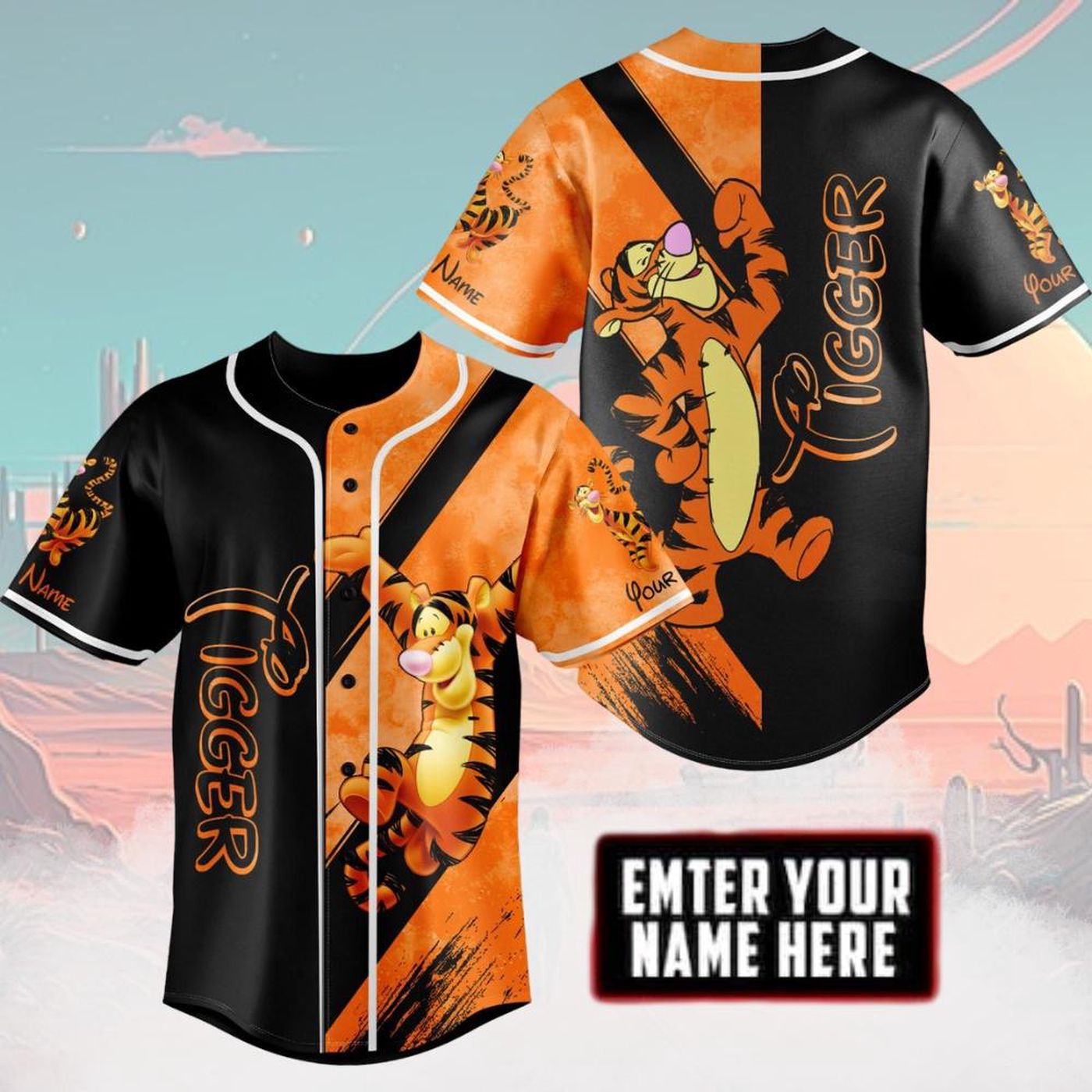 Personalized Halloween Winnie The Pooh Tigger Baseball Jersey - Perfect Gift for Son - Bafud