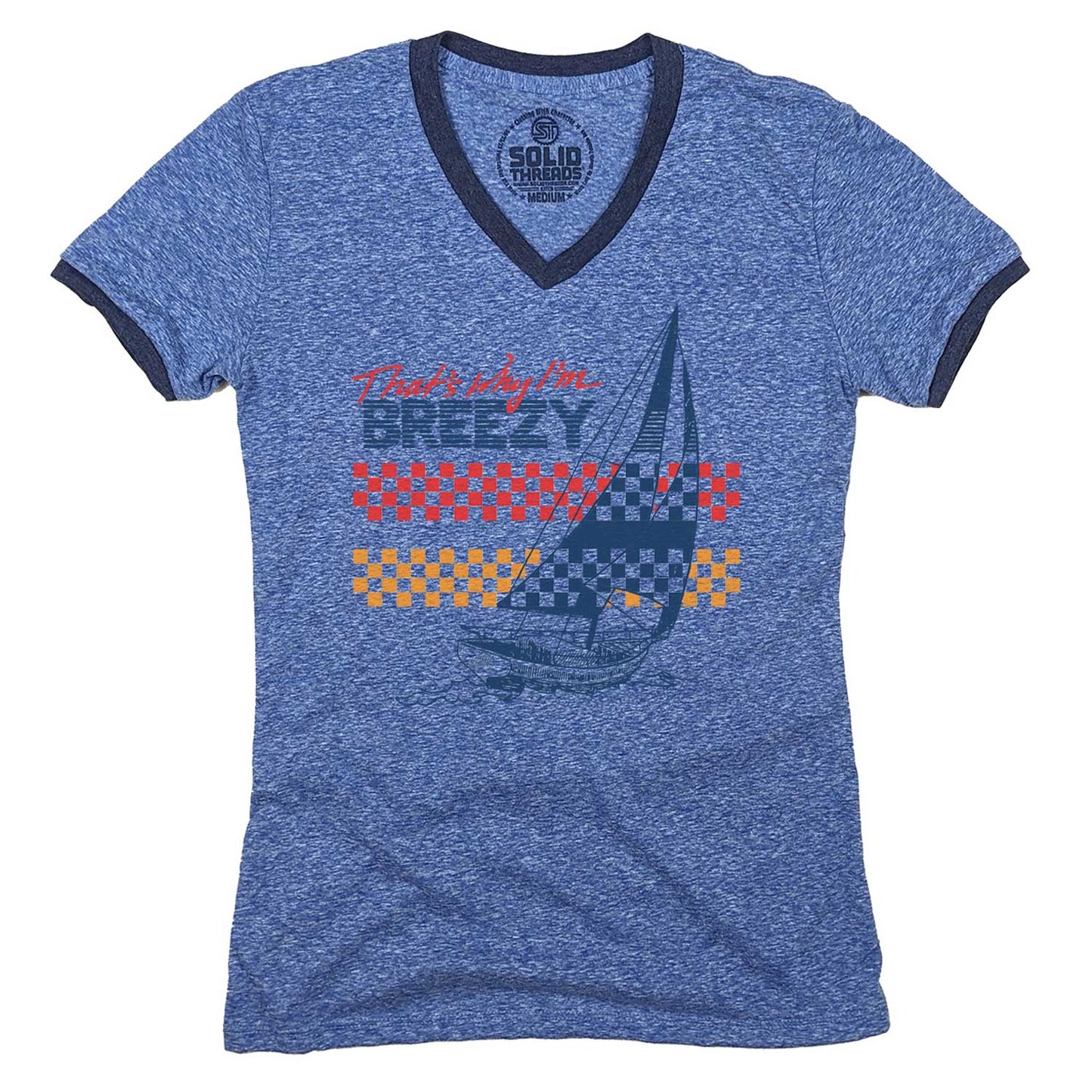 Women's That's Why I'm Breezy Ringer V-Neck Tee