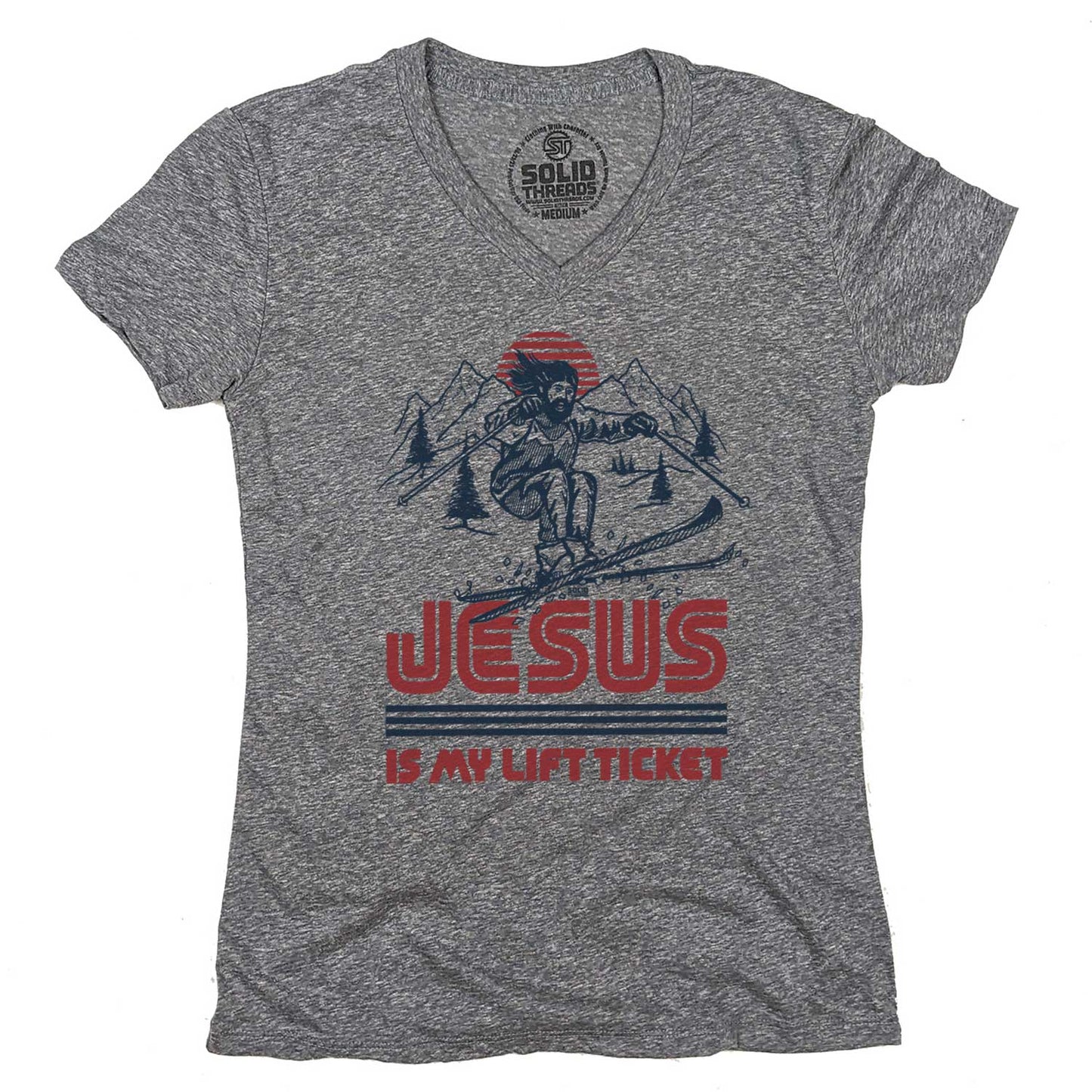 Women's Jesus Is My Lift Ticket V-Neck Tee