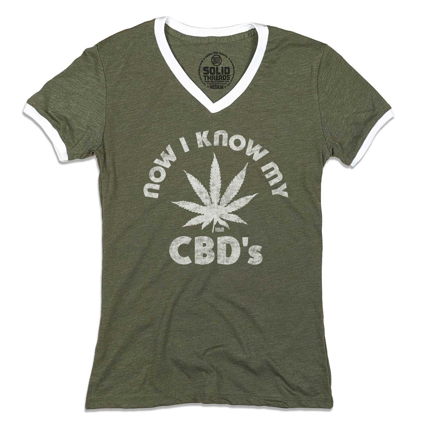 Women's Now I Know My CBD's Ringer V-Neck Tee