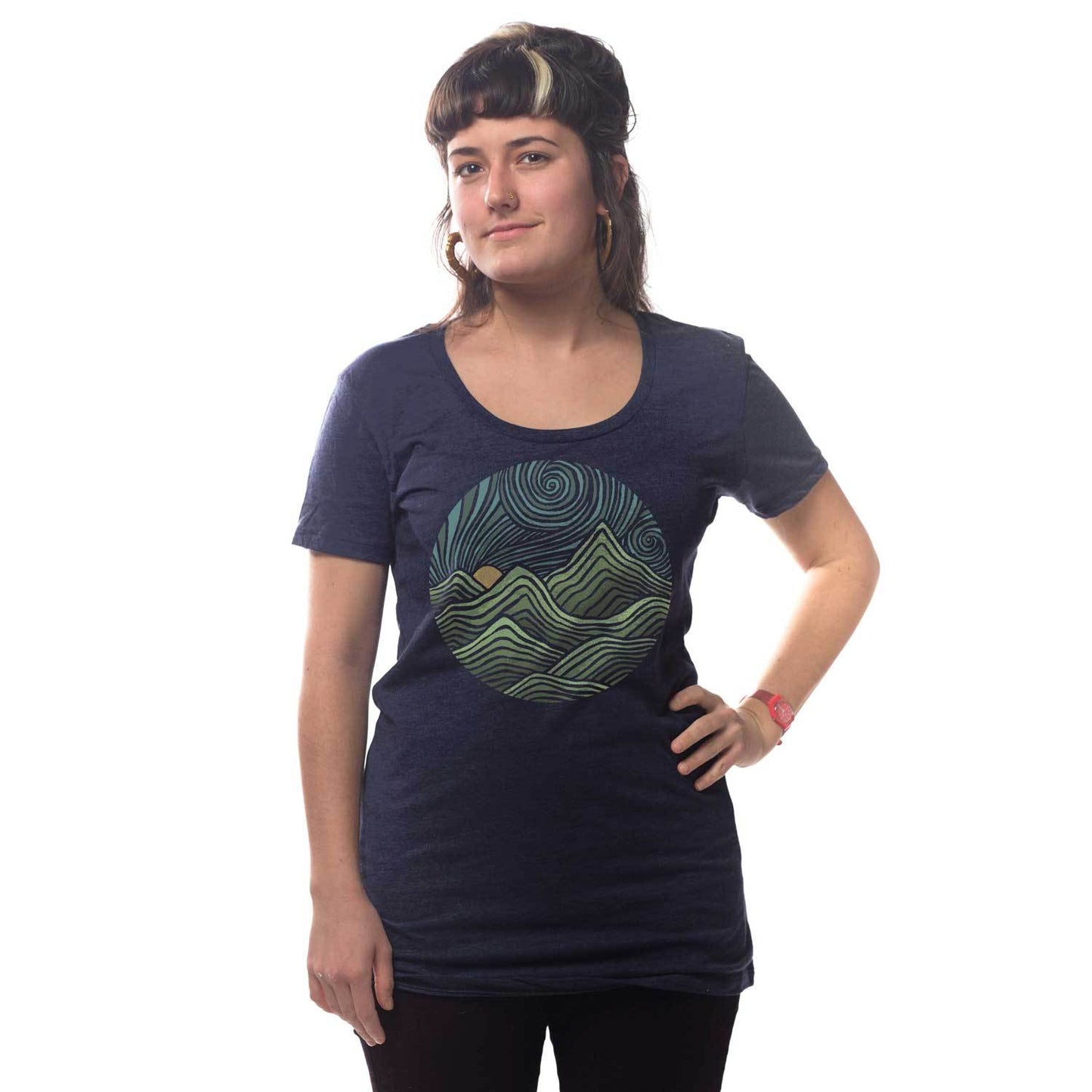 Women's Swirly Mountains T-shirt | Design by Dylan Fant