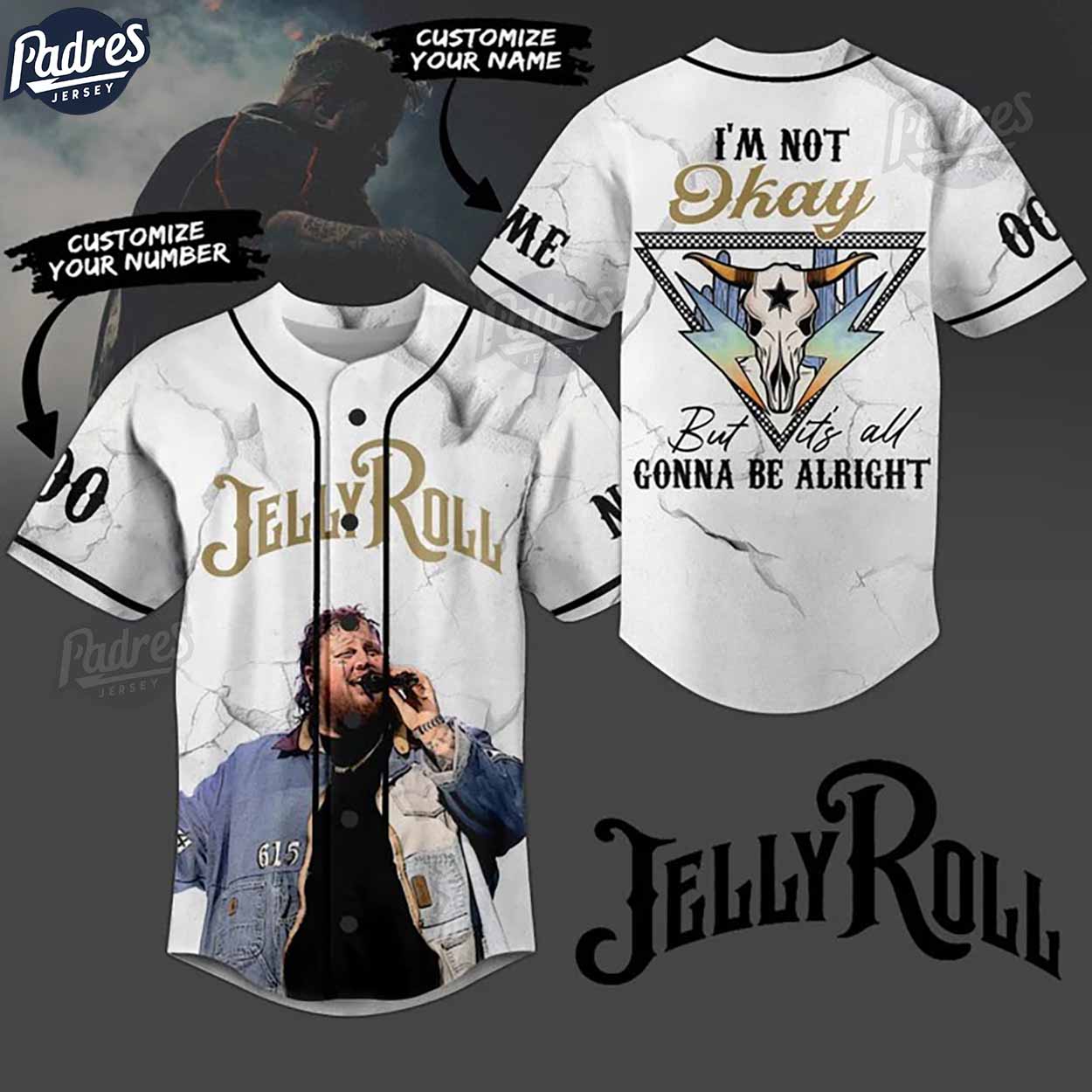 Jelly Roll I Am Not Okay Custom Baseball Jersey - Padres Jersey Oasis: Elevate Your Baseball Style Game
