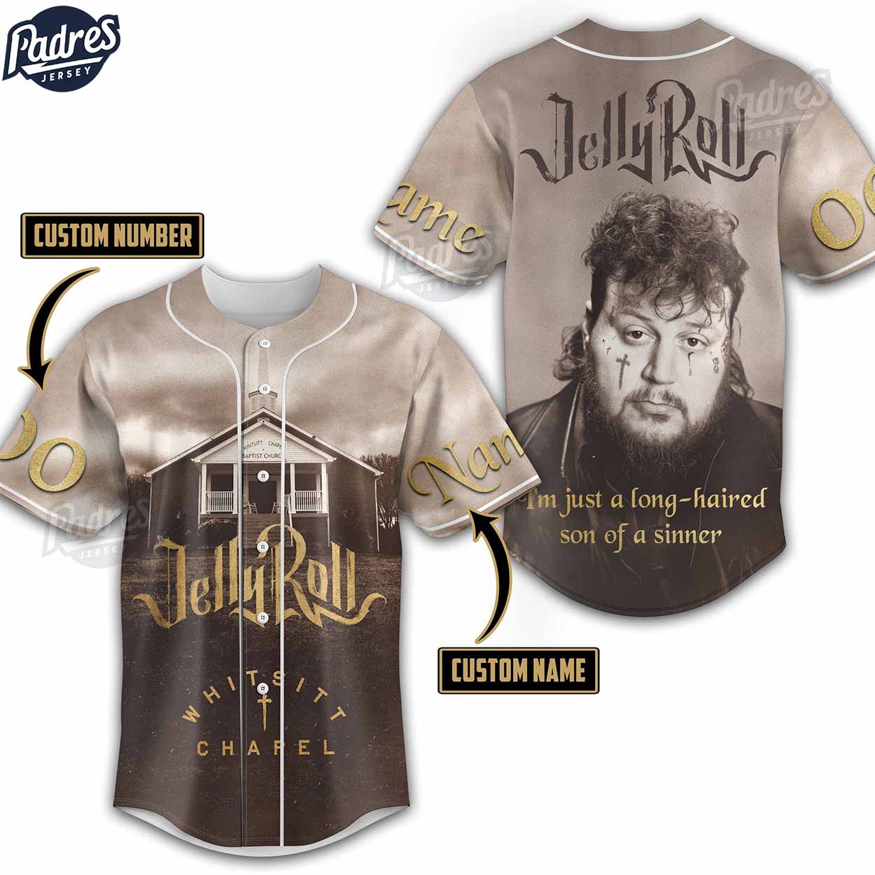 Jelly Roll Whitsitt Chapel Custom Baseball Jersey For Fan - Padres Jersey Oasis: Elevate Your Baseball Style Game
