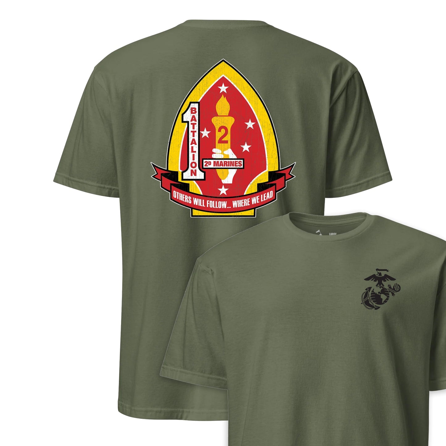 1st Battalion 2nd Marines Back Print T-Shirt