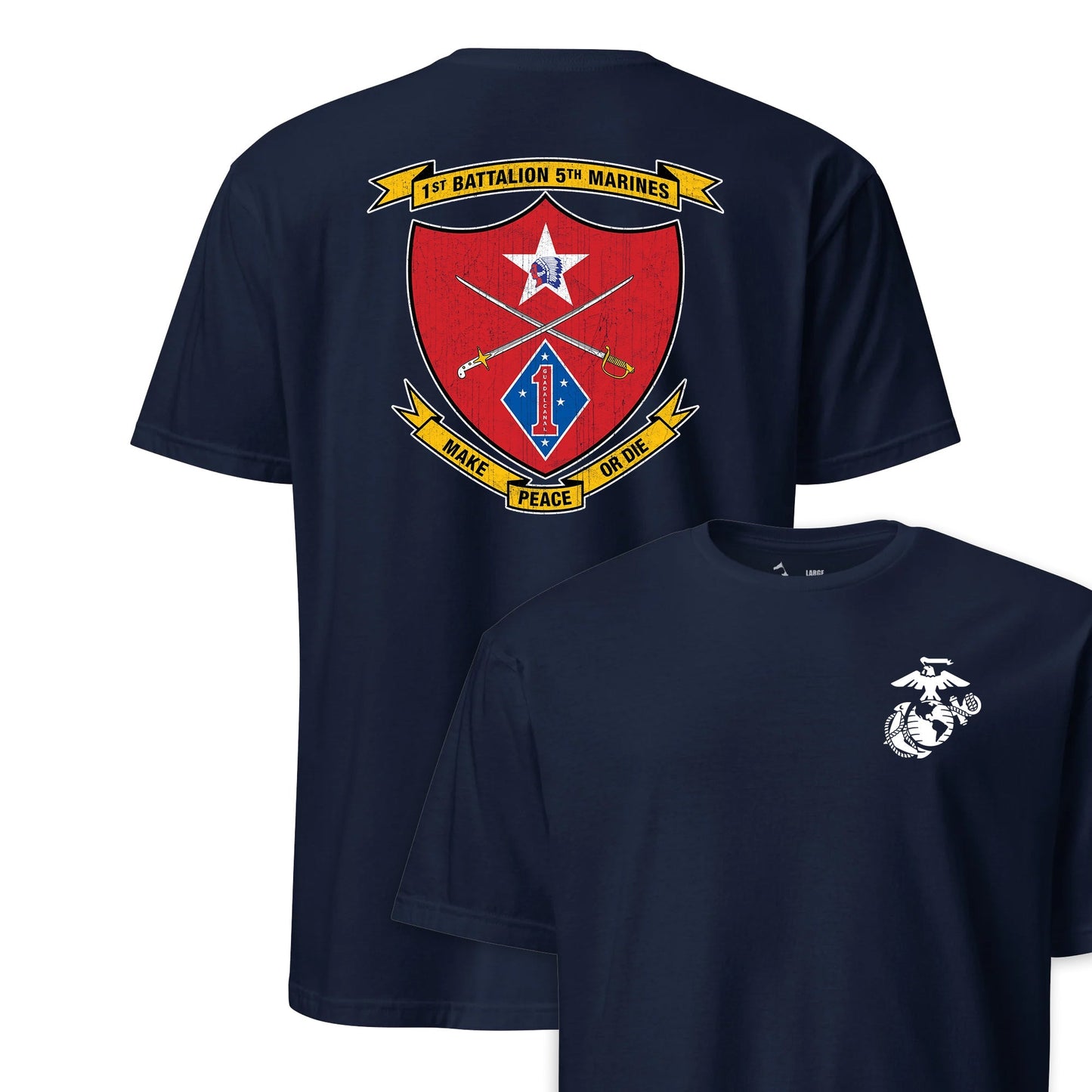 1st Battalion 5th Marines Back Print T-Shirt