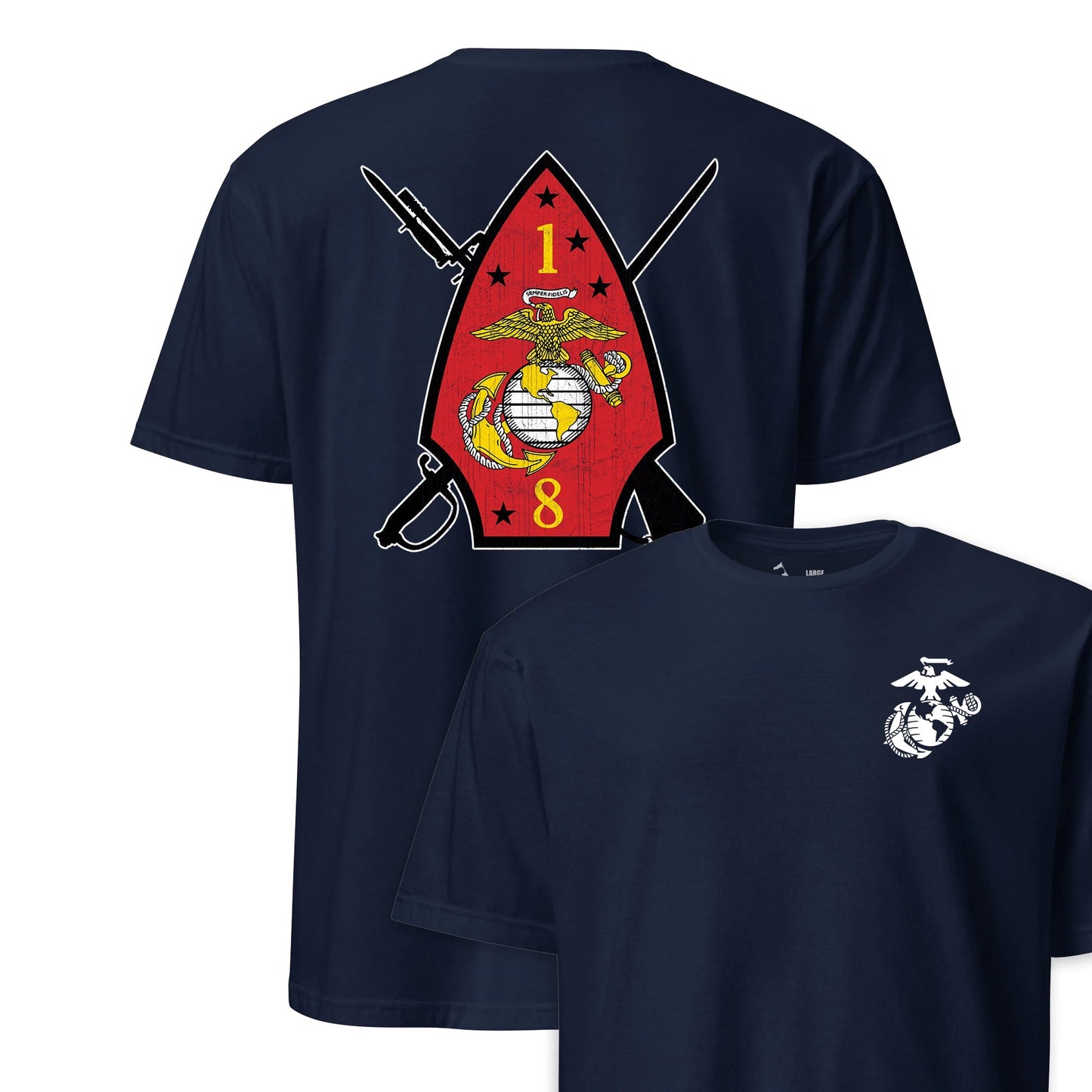 1st Battalion 8th Marines Back Print T-Shirt