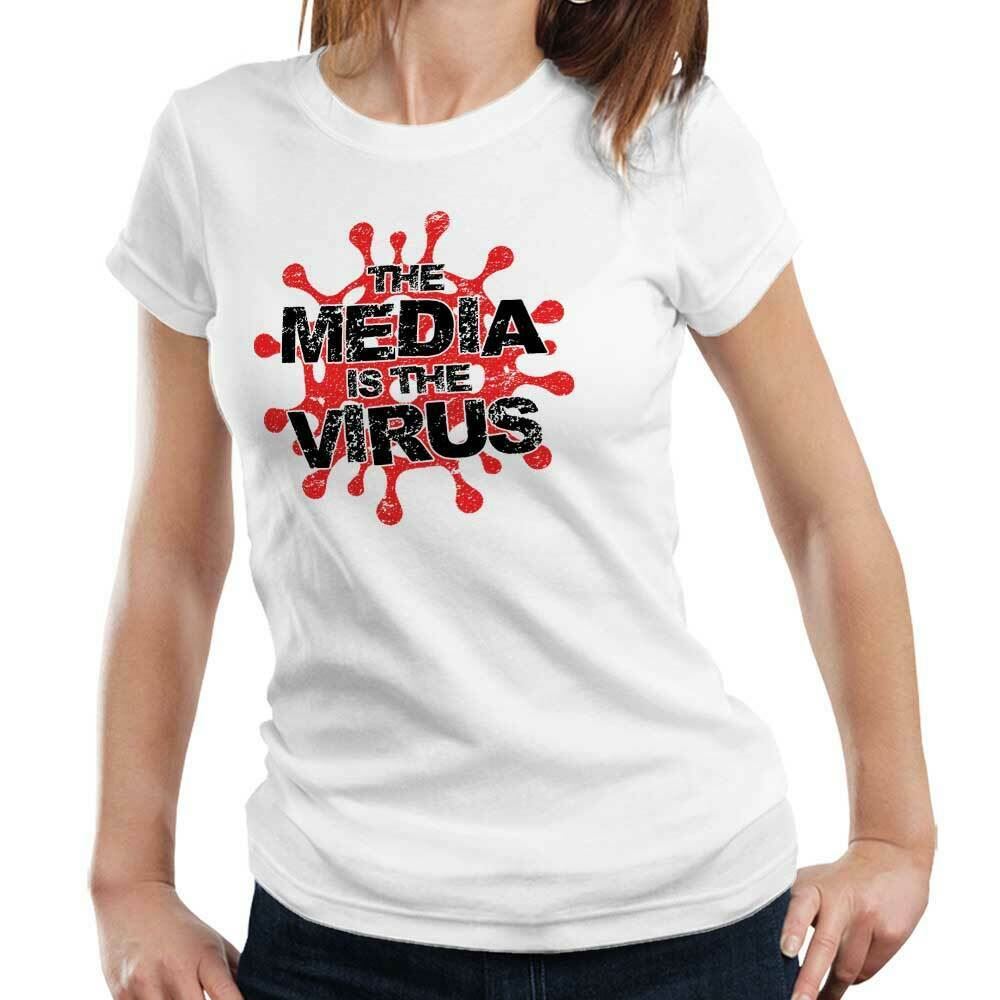 The Media Is The Virus Tshirt Fitted Ladies Style001