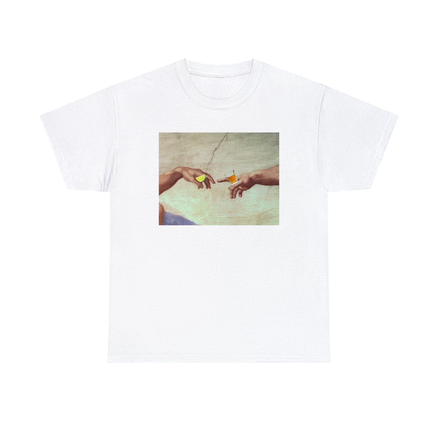 Gods hand passing tequila and lime - Unisex Heavy Cotton Tee
