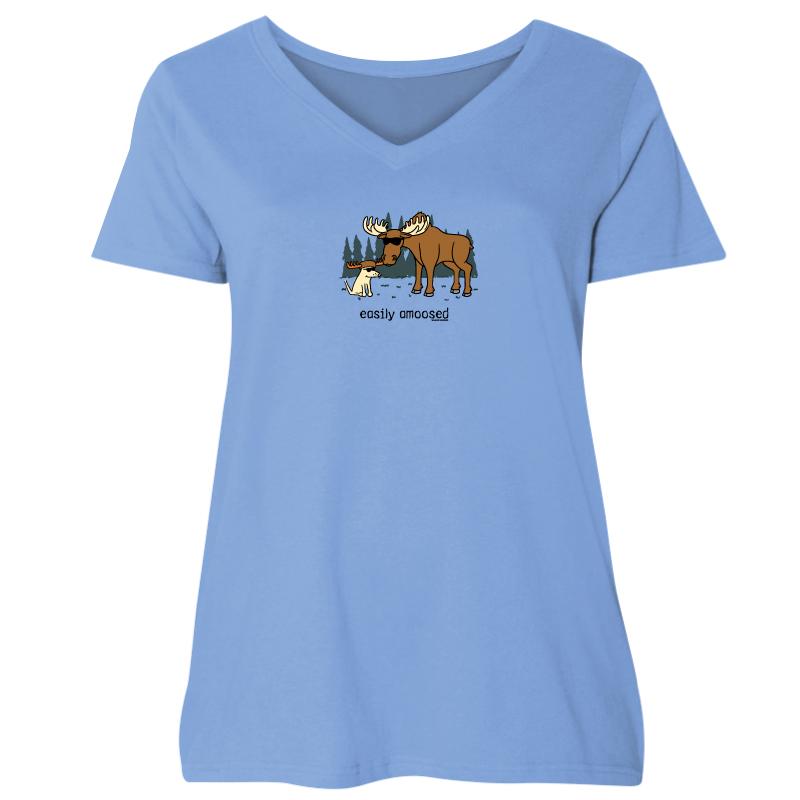 Easily Amoosed - Ladies Curvy V-Neck Tee