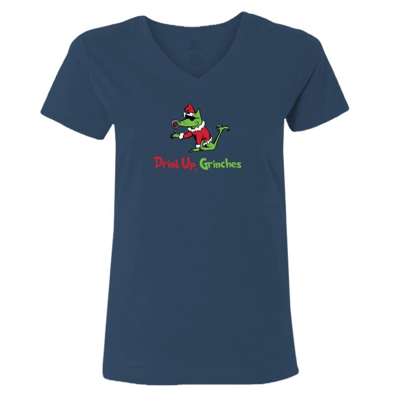 Drink Up, Grinches - Ladies T-Shirt V-Neck