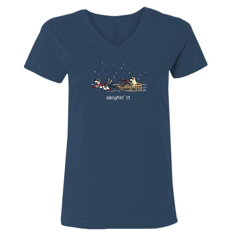 Sleighin' It - Ladies T-Shirt V-Neck