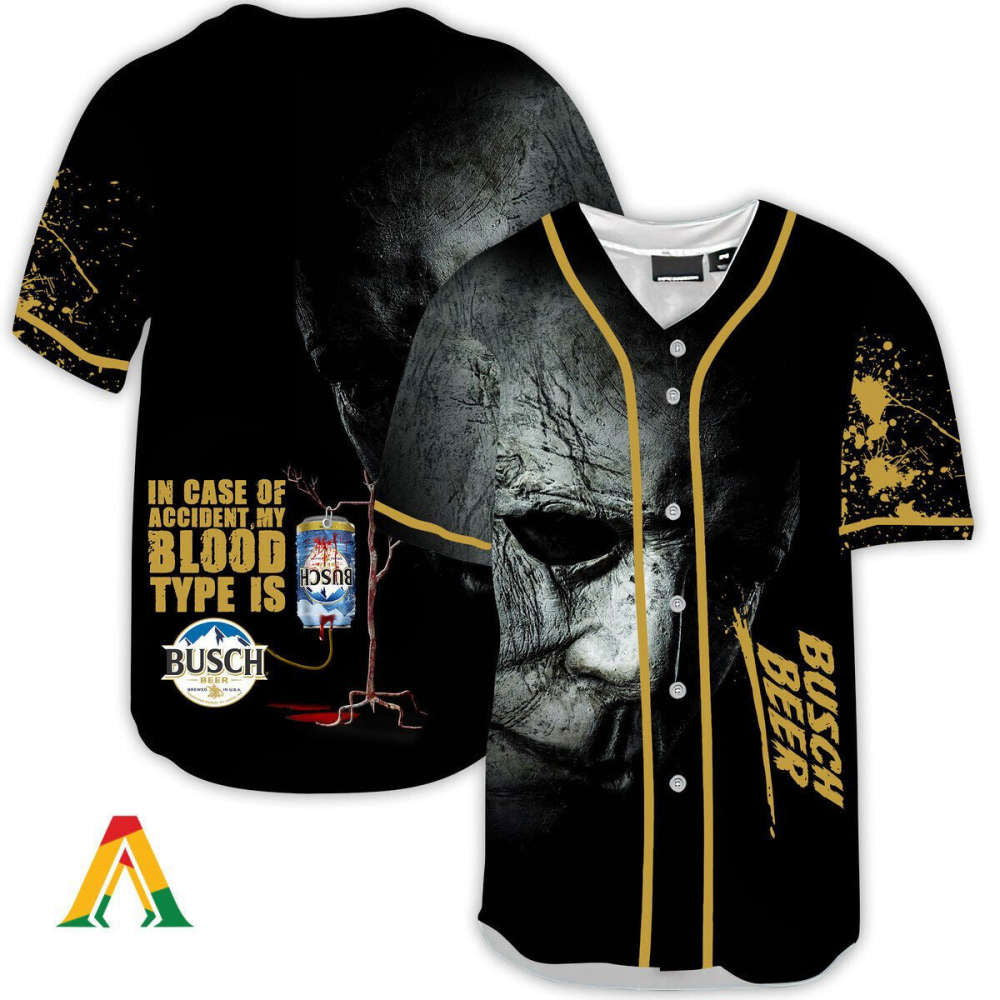 Halloween Horror Michael Myers Busch Beer Baseball Jersey - Spooky & Stylish Halloween Costume - Aopprinter