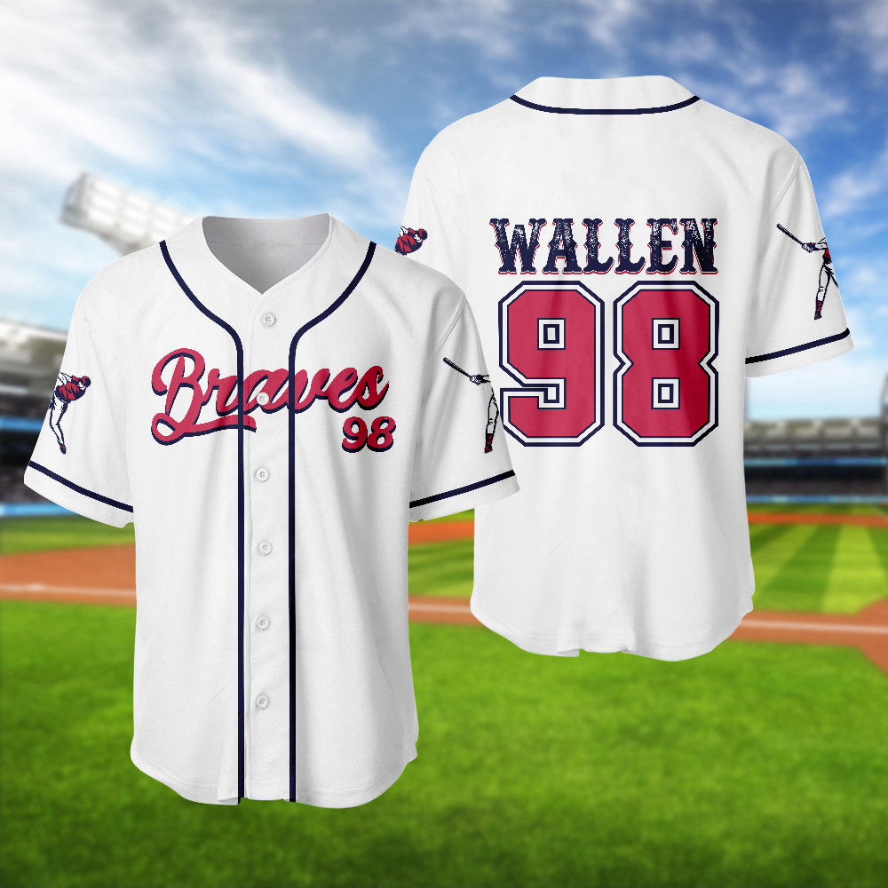 Braves 98 Baseball Jersey Morgan Wallen Shirt Country Music Tee - Aopprinter