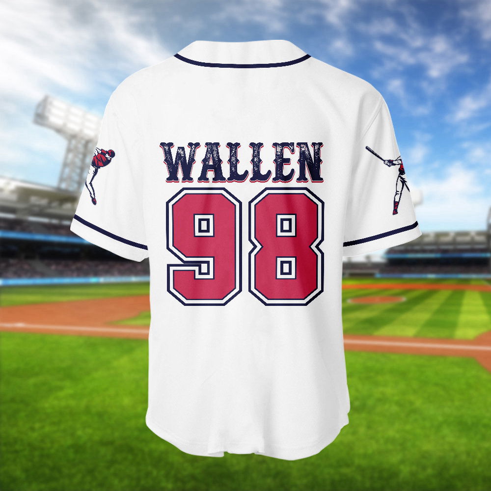 Braves 98 Baseball Jersey Morgan Wallen Shirt Country Music Tee - Aopprinter