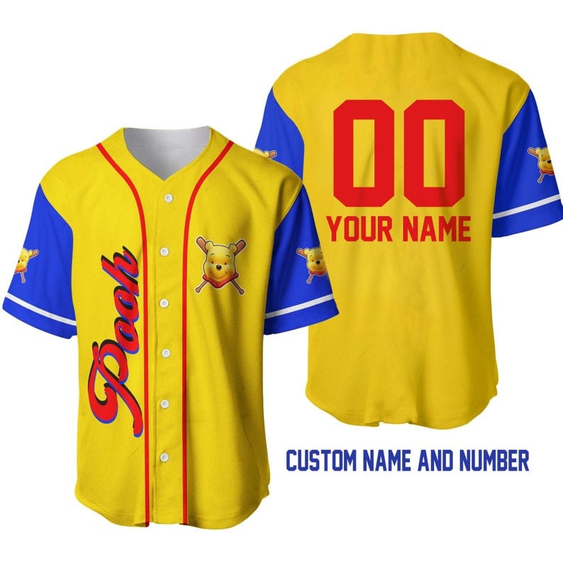 Personalized Winnie The Pooh All Over Print Baseball Jersey - Bafud