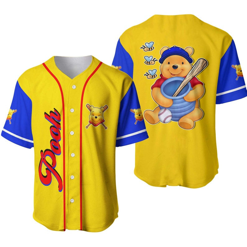 Winnie The Pooh All Over Print Baseball Jersey - Bafud