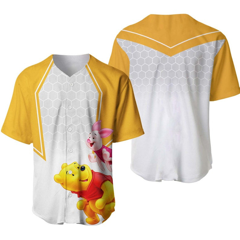 Winnie The Pooh Piglet Honey Pattern All Over Print Baseball Jersey - Bafud