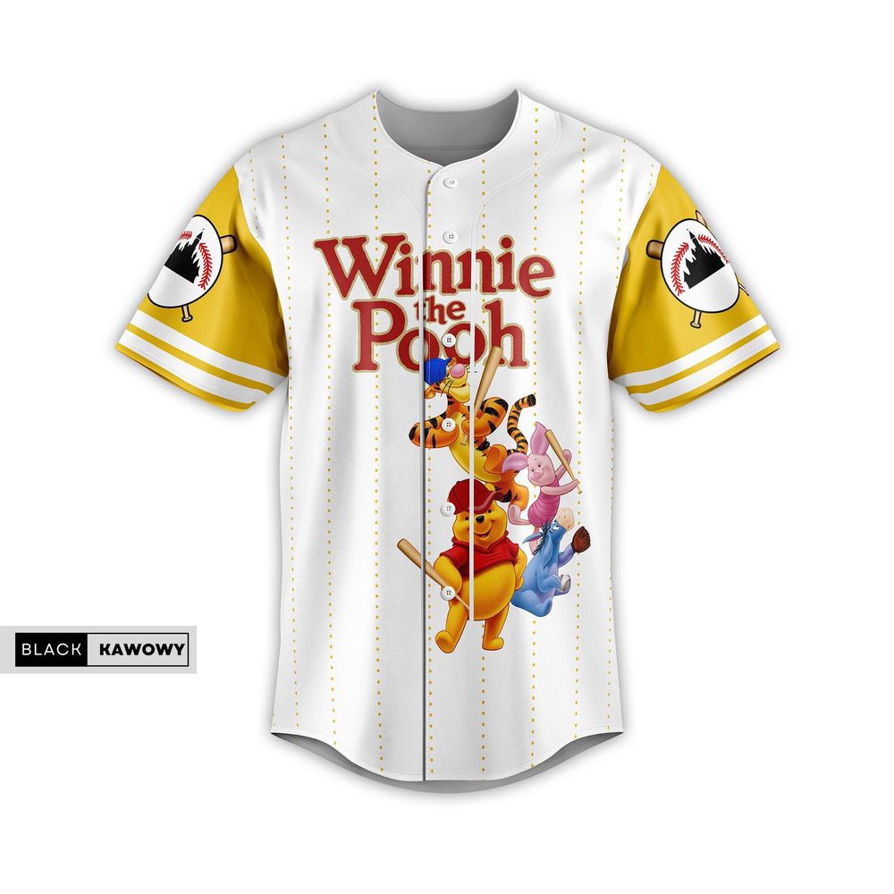 Christmas Winnie The Pooh Baseball Jersey, Custom Pooh Bear Jersey - Bafud