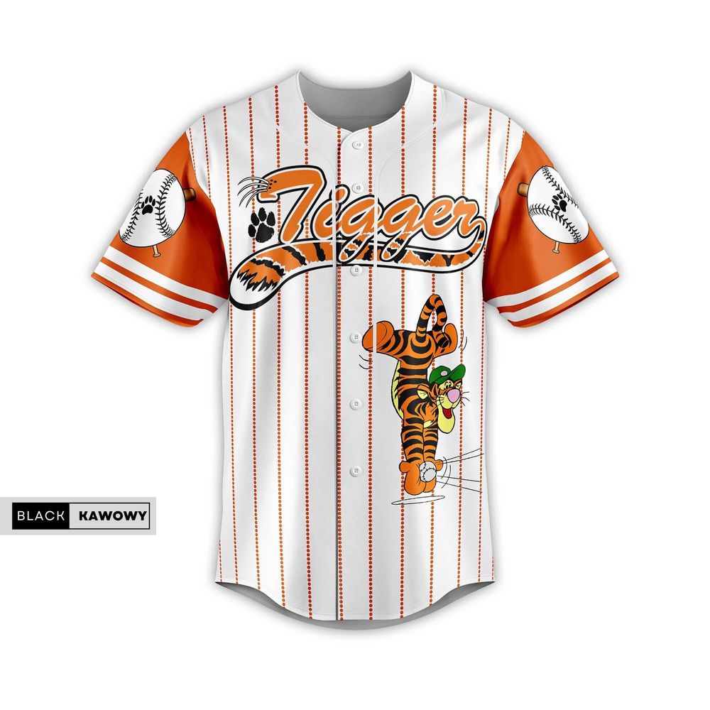 Christmas Tigger Jersey Shirt, Custom Tigger Baseball Jersey, Winnie The Pooh Jersey - Bafud