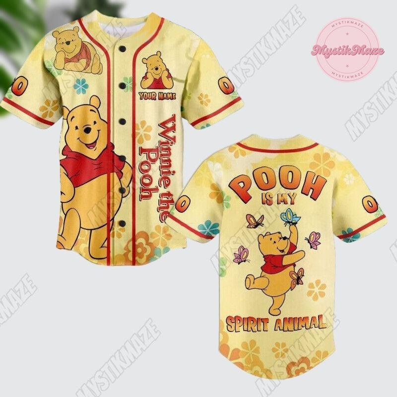 Personalized Pooh Baseball Jersey, Winnie The Pooh Jersey, Pooh Athletic Jersey, Pooh Bear Jersey Women, Pooh Football Jersey - Bafud