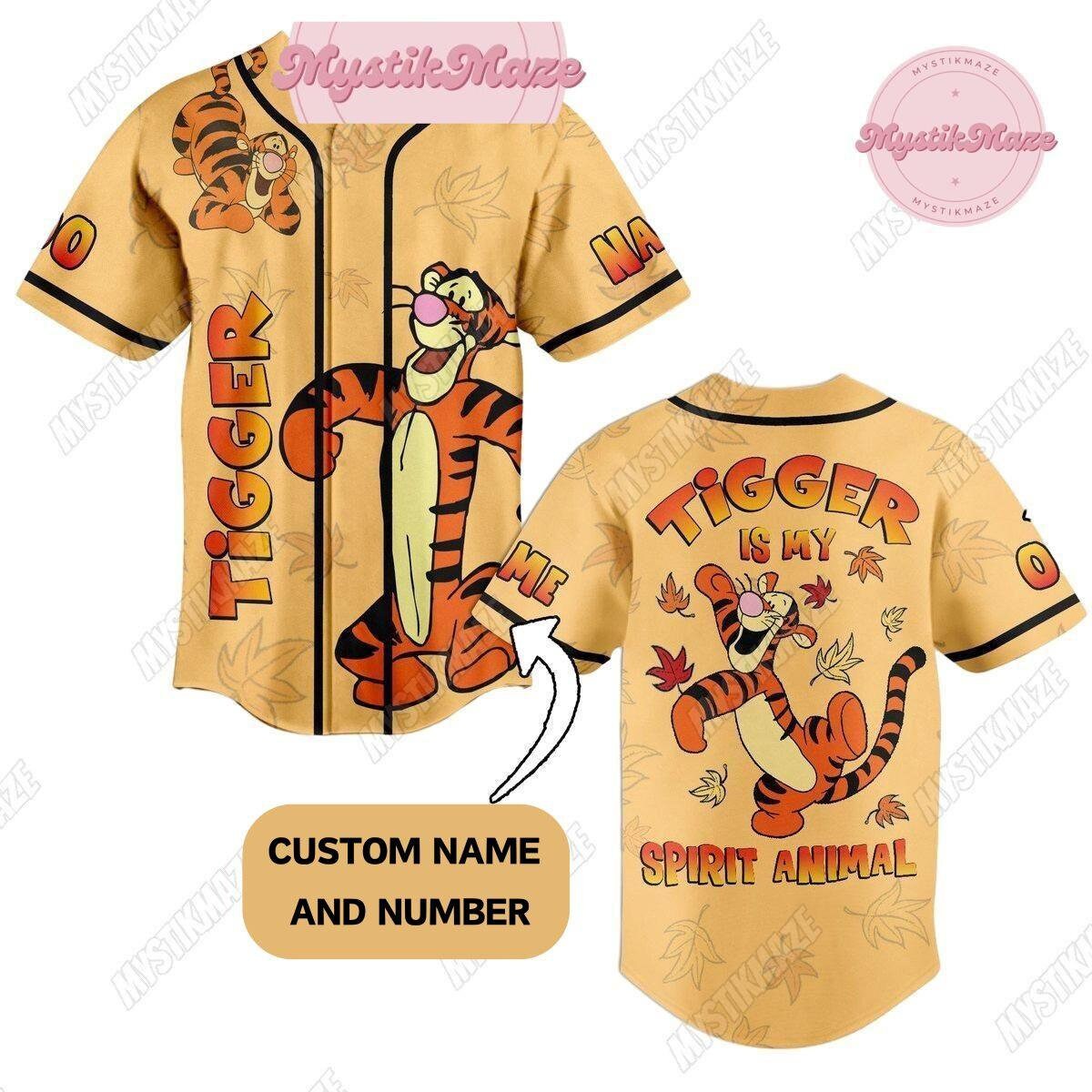 Personalized Tigger Baseball Jersey, Winnie The Pooh Jersey Shirt, Custom Tigger Jersey, Tigger Athletic Jersey, Tigger Jersey Shirt - Bafud