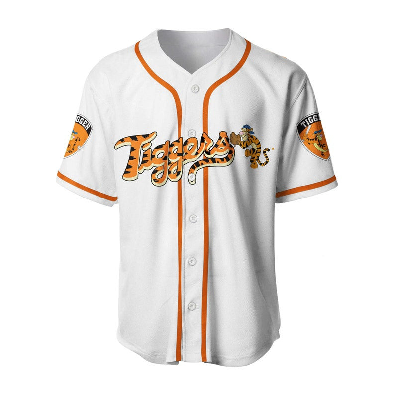 Tigger Winnie the Pooh Cartoon Graphics All Over Print Unisex Baseball Jersey - White - Unisex Jersey Shirt - Bafud
