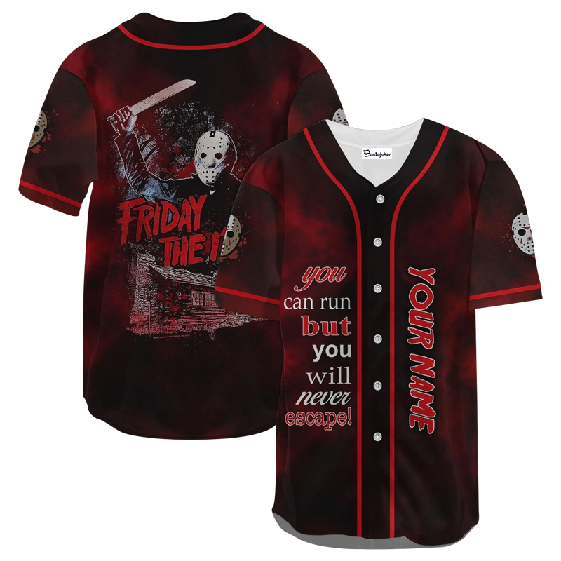 Personalized Jason Voorhees Can Run But Never Escape Baseball Jersey - Gift for Men Women - Gift for Men Women - lylyprint.com