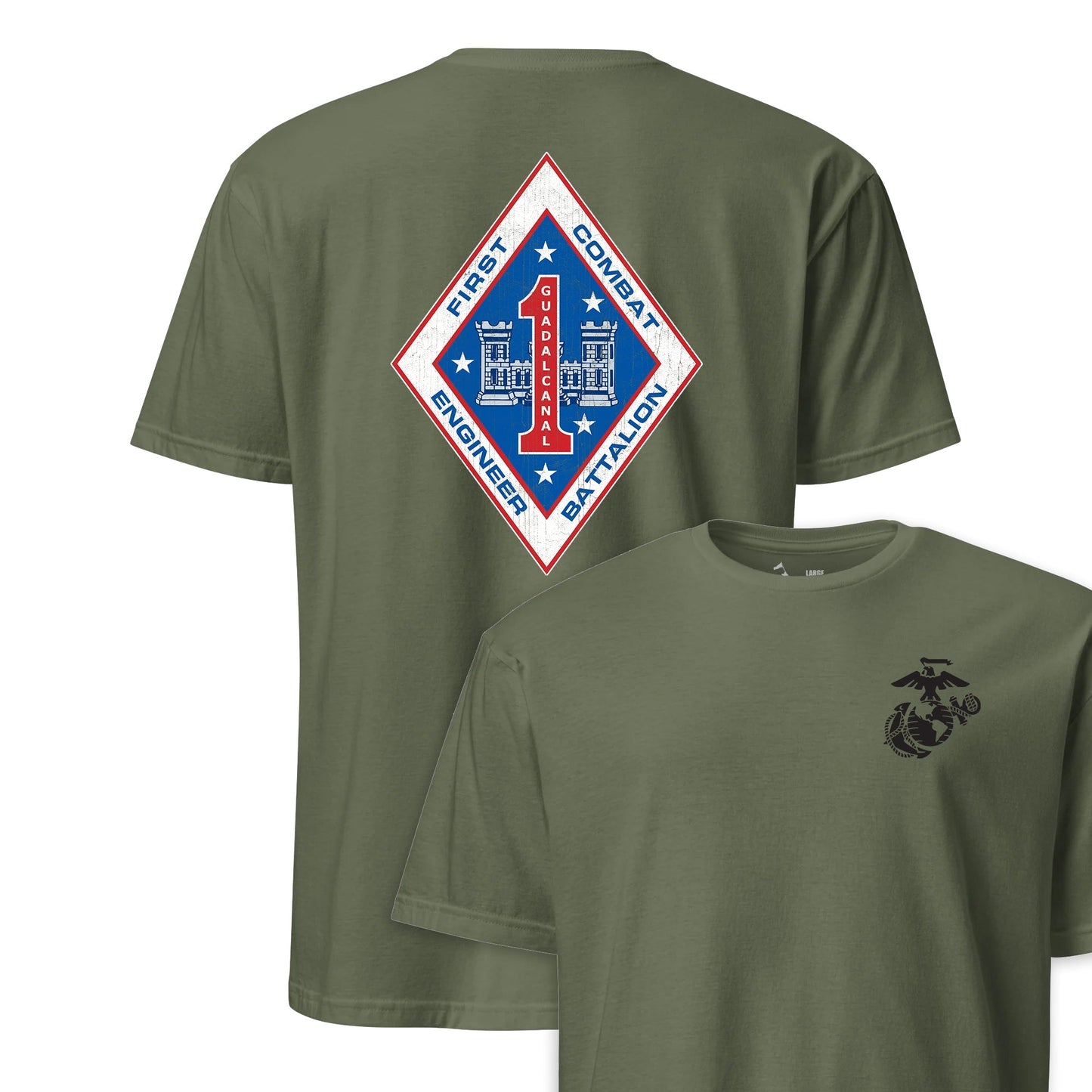 1st Combat Engineer Battalion Back Print T-Shirt